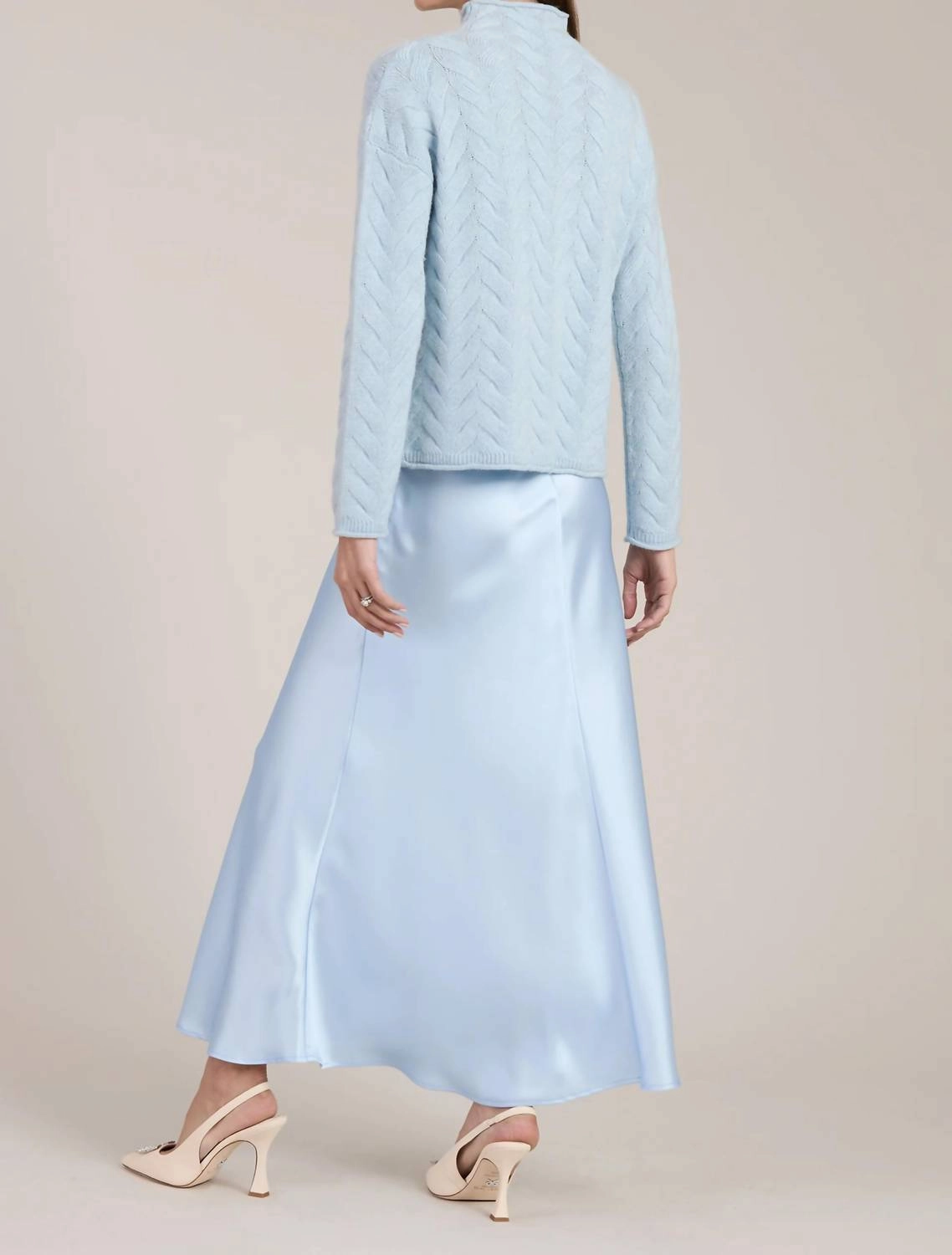 Edie Charmeuse Skirt In Lt Blue