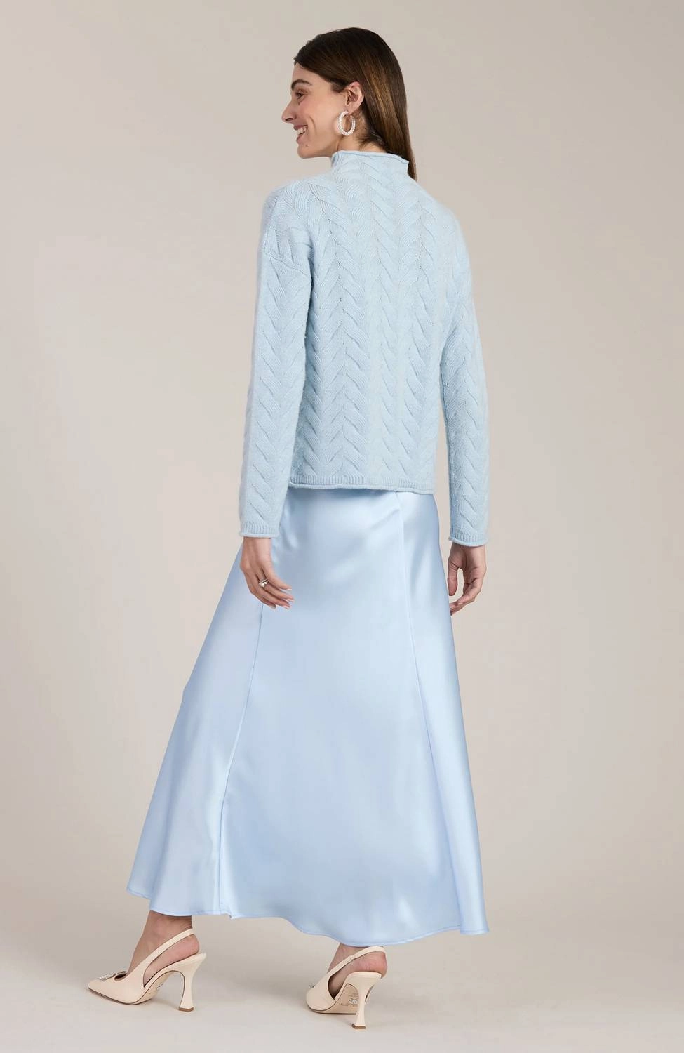 Edie Charmeuse Skirt In Lt Blue