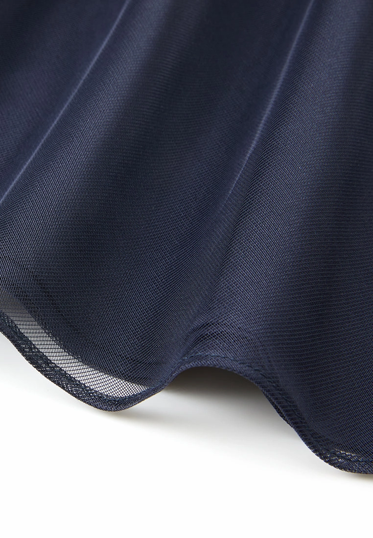 Elasticated-waistband Layered Maxi Mesh Skirt Blue