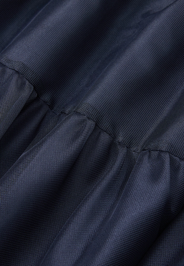 Elasticated-waistband Layered Maxi Mesh Skirt Blue