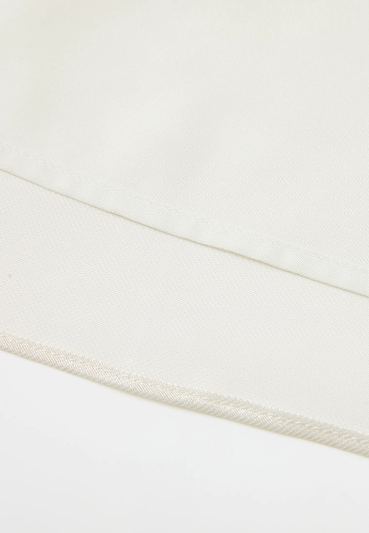 Elasticated-waistband Layered Maxi Mesh Skirt Cream
