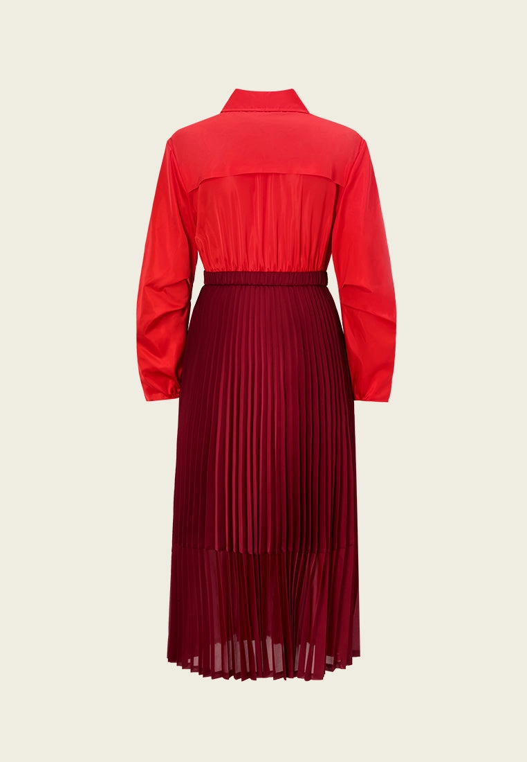 Elasticated-waistband Pleated-detail Windbreaker Dress