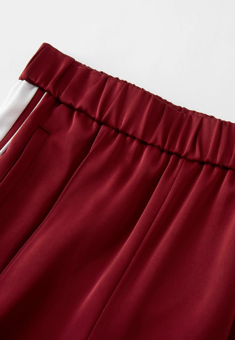 Elasticated-waistband Silk Straight-leg Track Pants