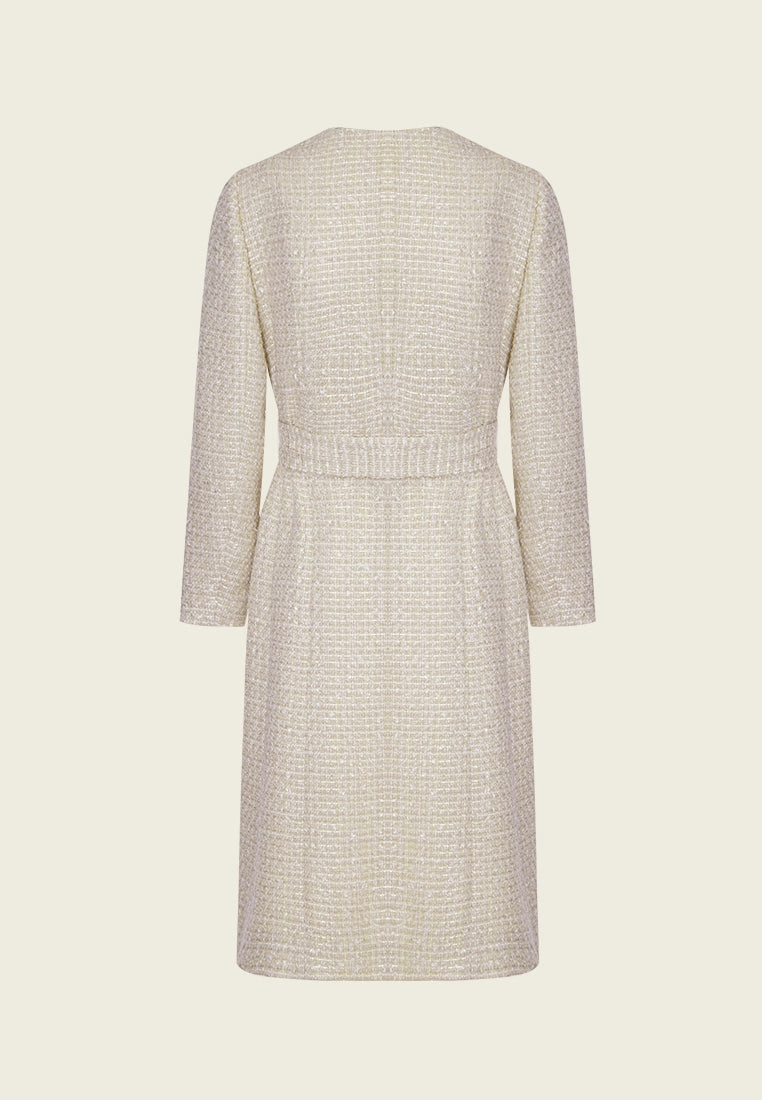 Embellish-trimmed Tie Belt Coat
