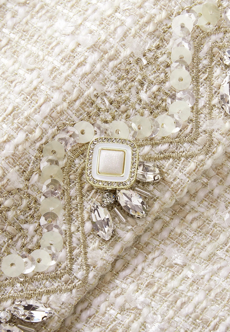 Embellish-trimmed Tie Belt Coat