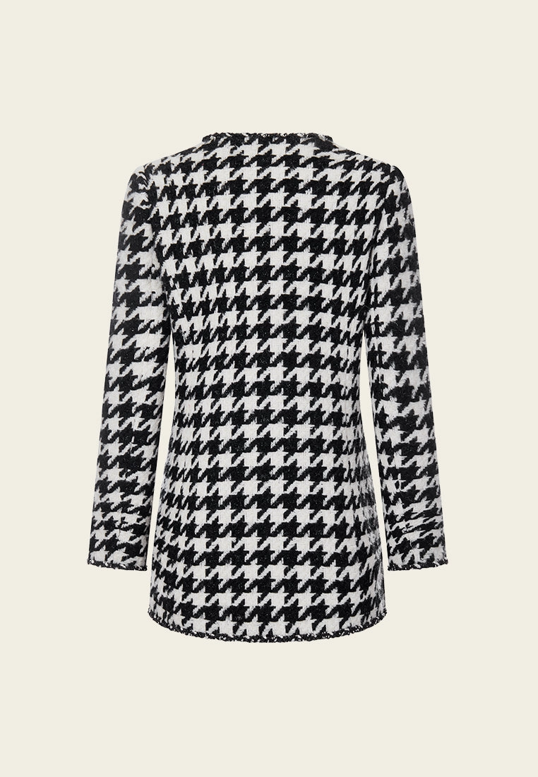 Embellished Black-and-white Houndstooth Jacket