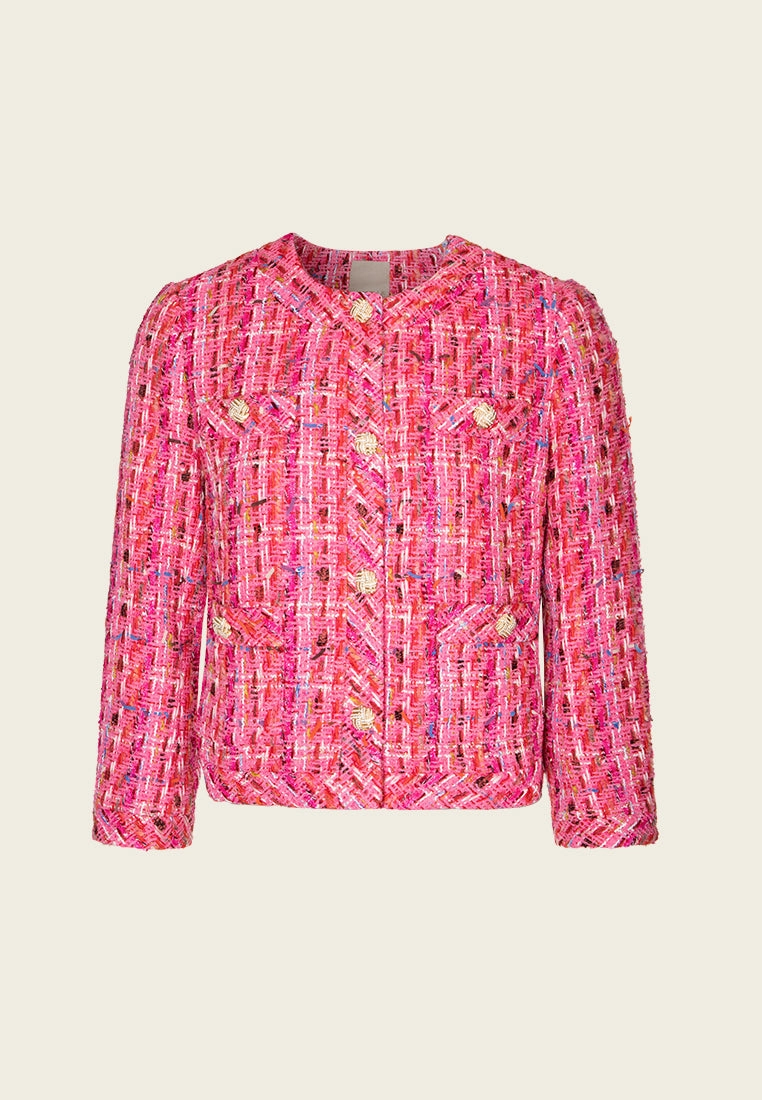Embellished-button Mixed Tweed Jacket