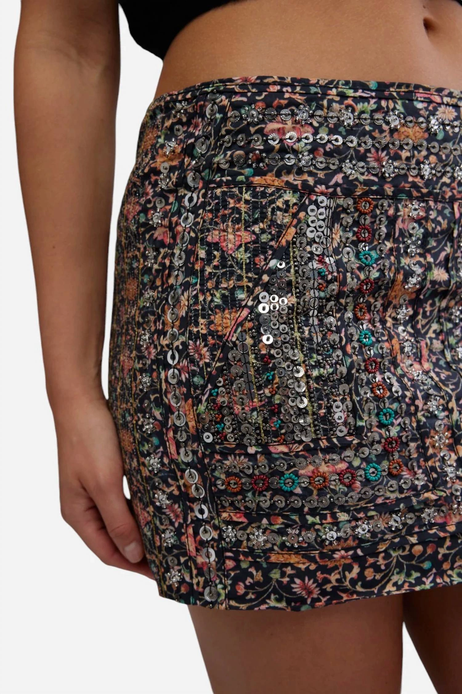 Embellished Mini Skirt In Black