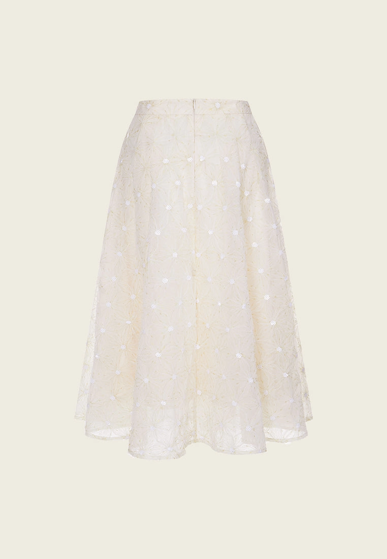 Embellished Patterned-jacquard Lace Pattern Skirt