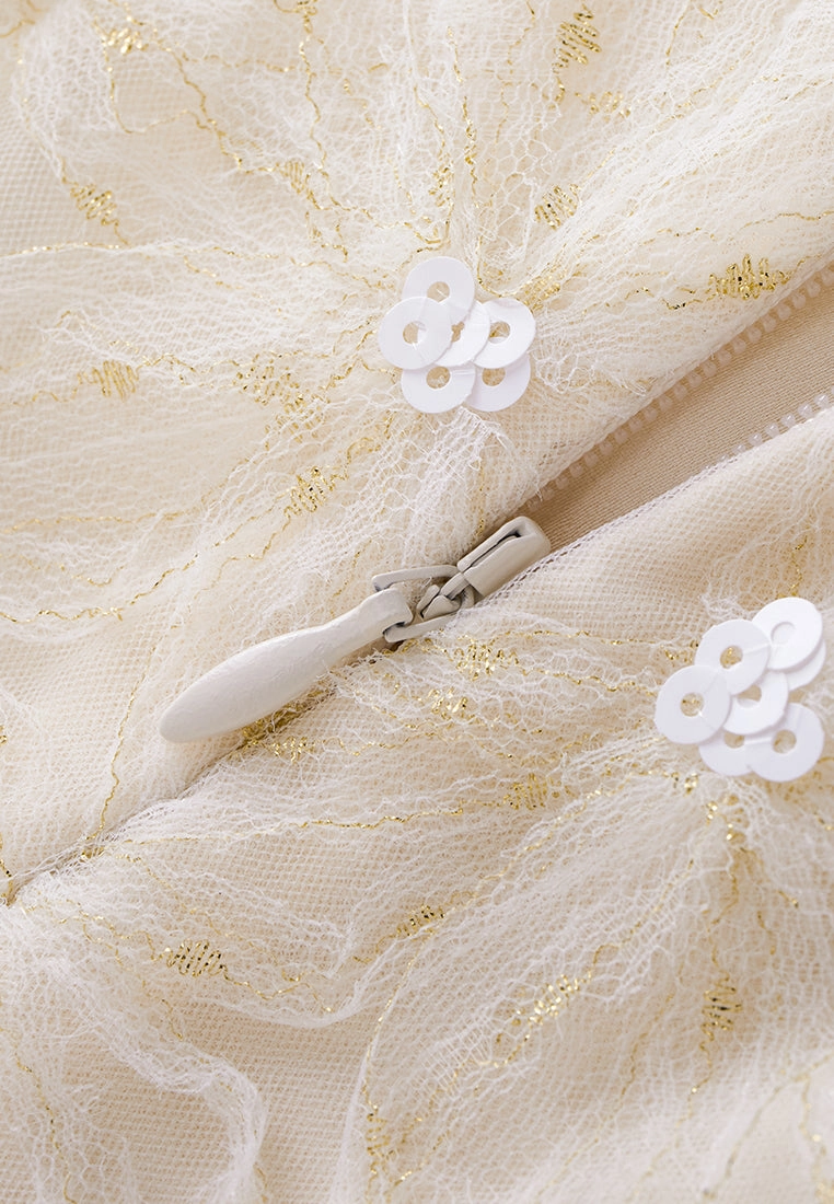 Embellished Patterned-jacquard Lace Pattern Skirt
