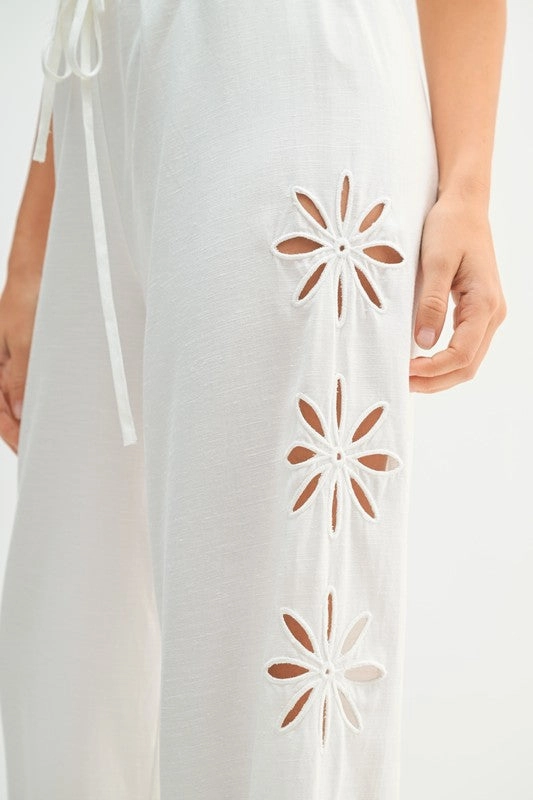 Emmie Floral Cutout Linen Pants