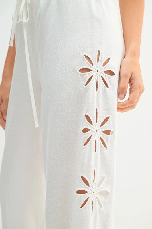 Emmie Floral Cutout Linen Pants