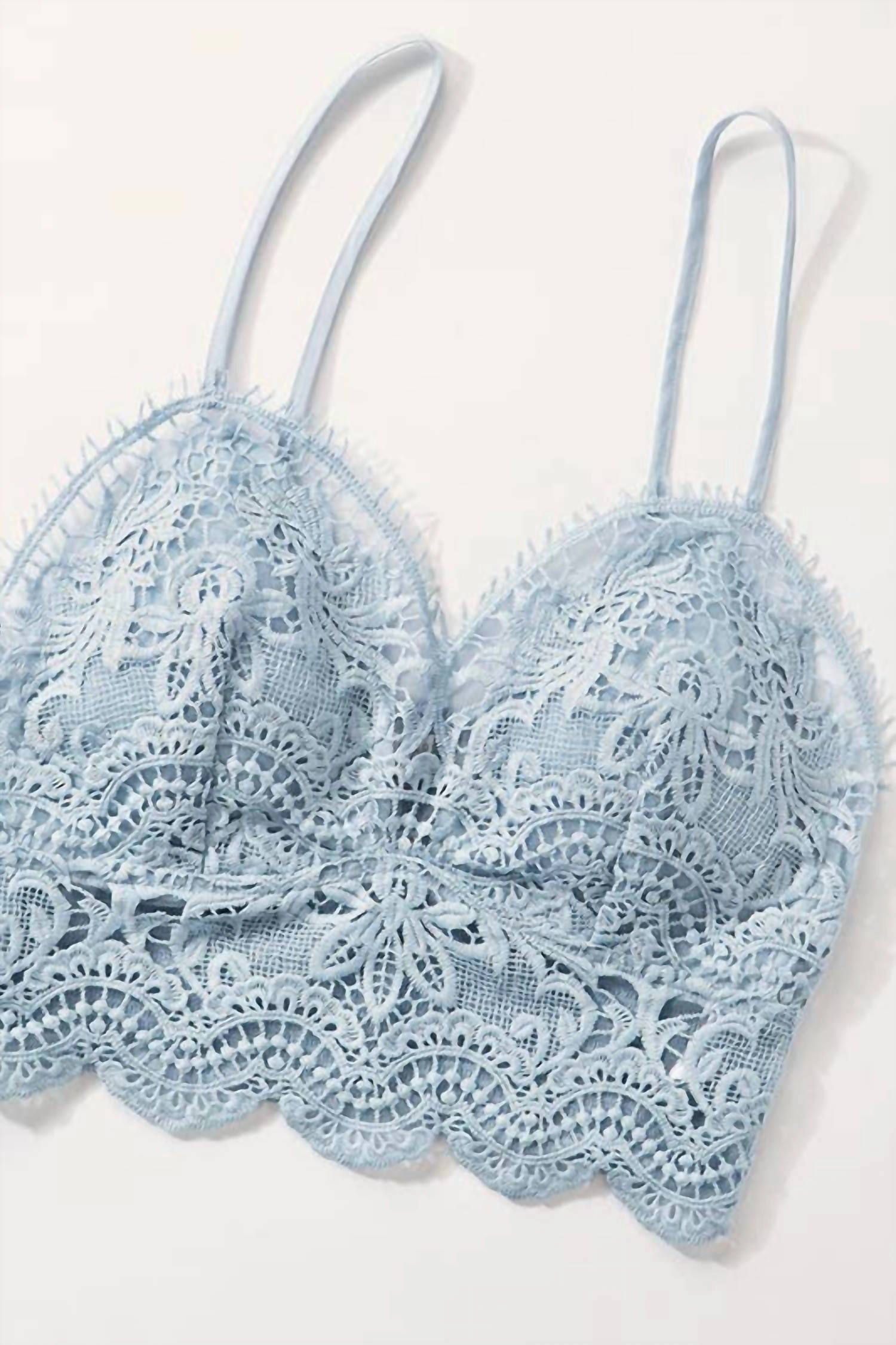 Eyelash Lace Cami Bralette In Light Blue