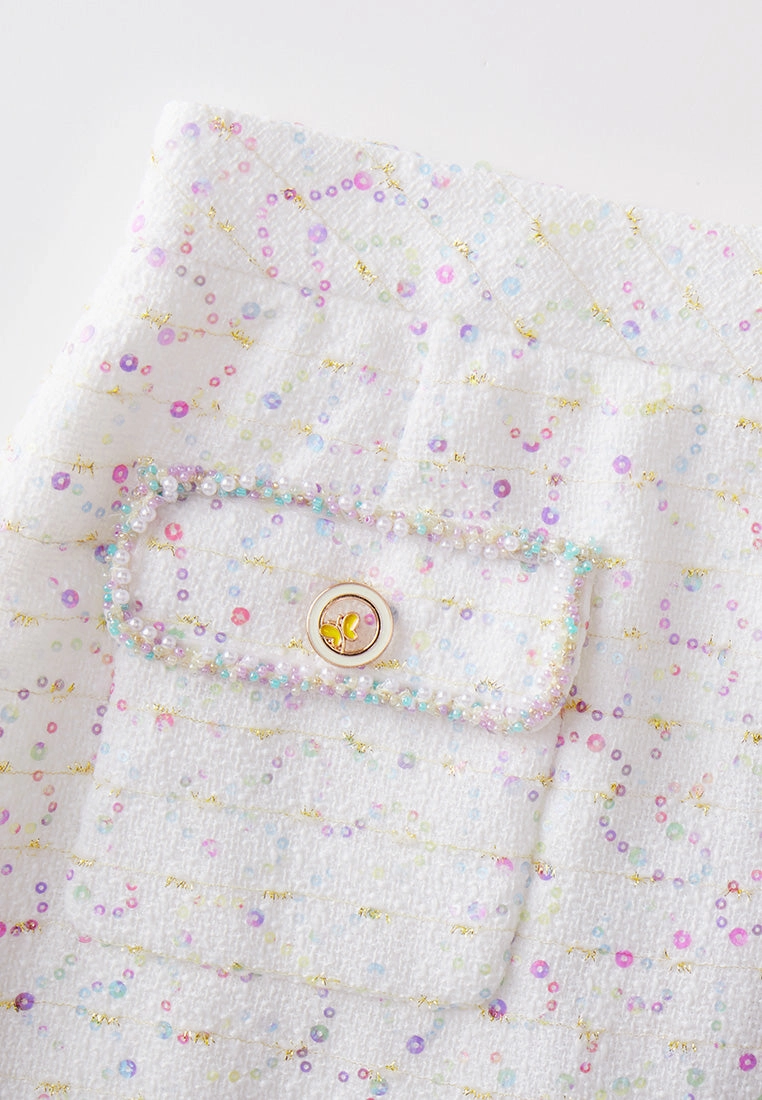 Fantasy Iridescent-detail Tweed Skirt