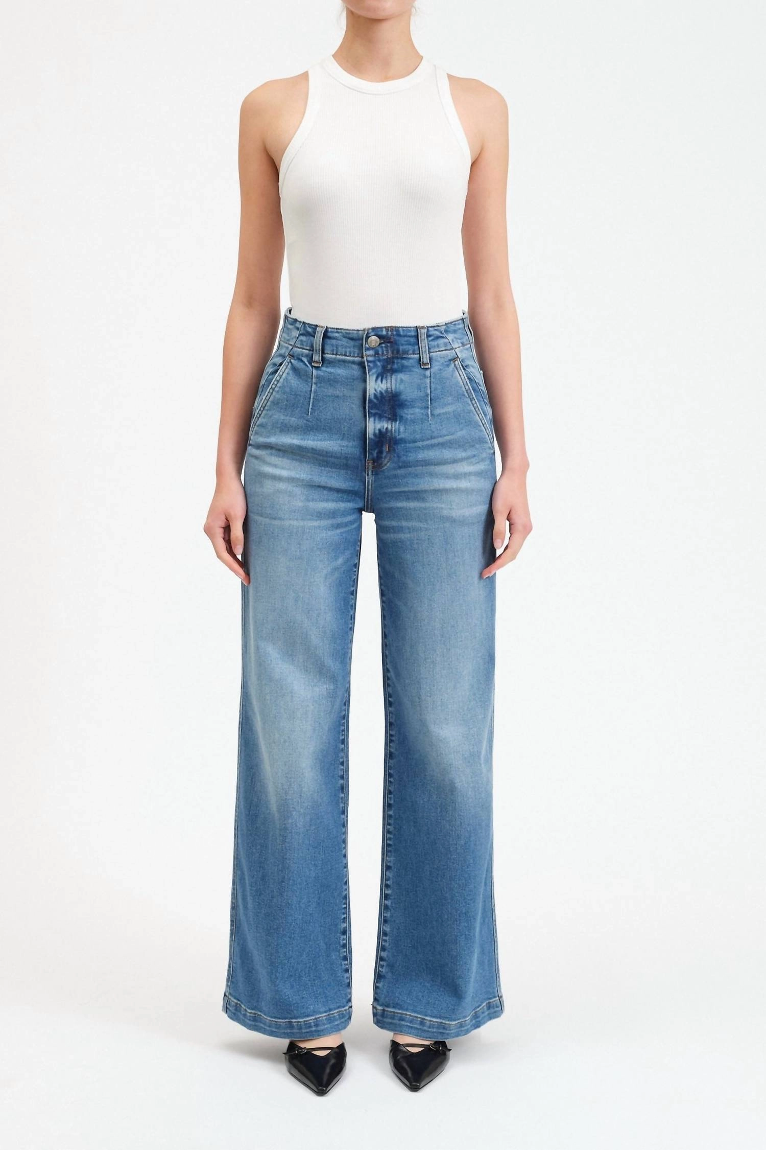 Far Out High Rise Wide Leg Jeans In Pure