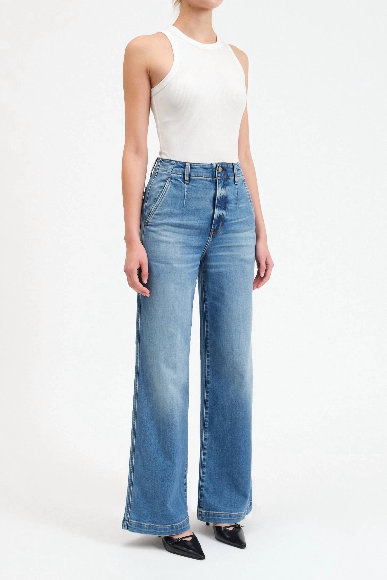 Far Out High Rise Wide Leg Jeans In Pure