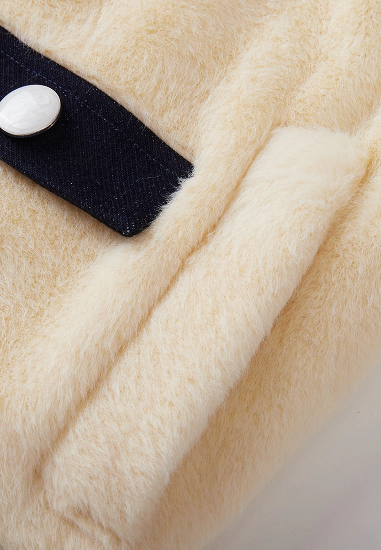 Faux-fur Denim-trimmed Jacket