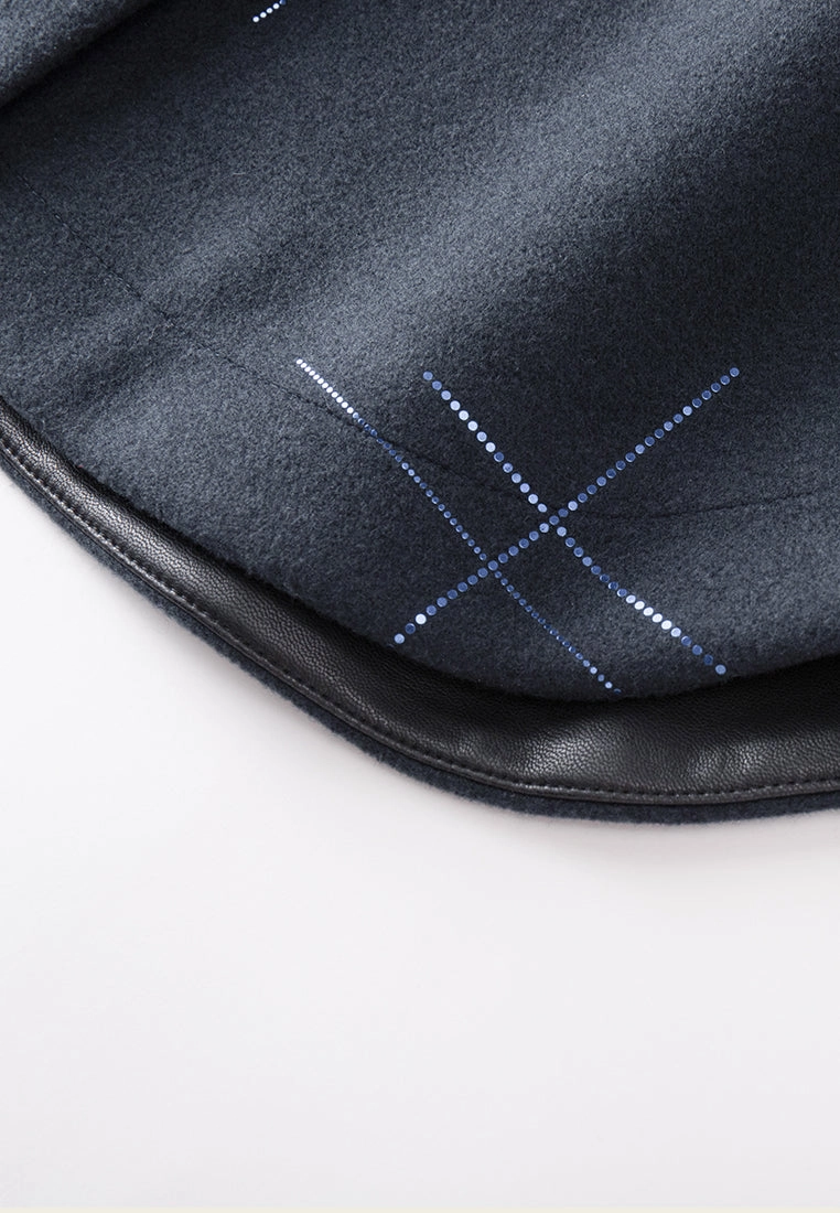 Faux-leather Patchworked Sequin-detail Coat