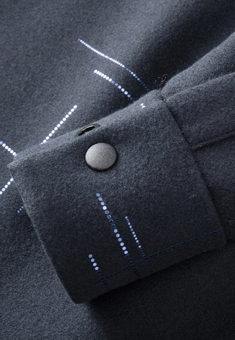 Faux-leather Patchworked Sequin-detail Coat