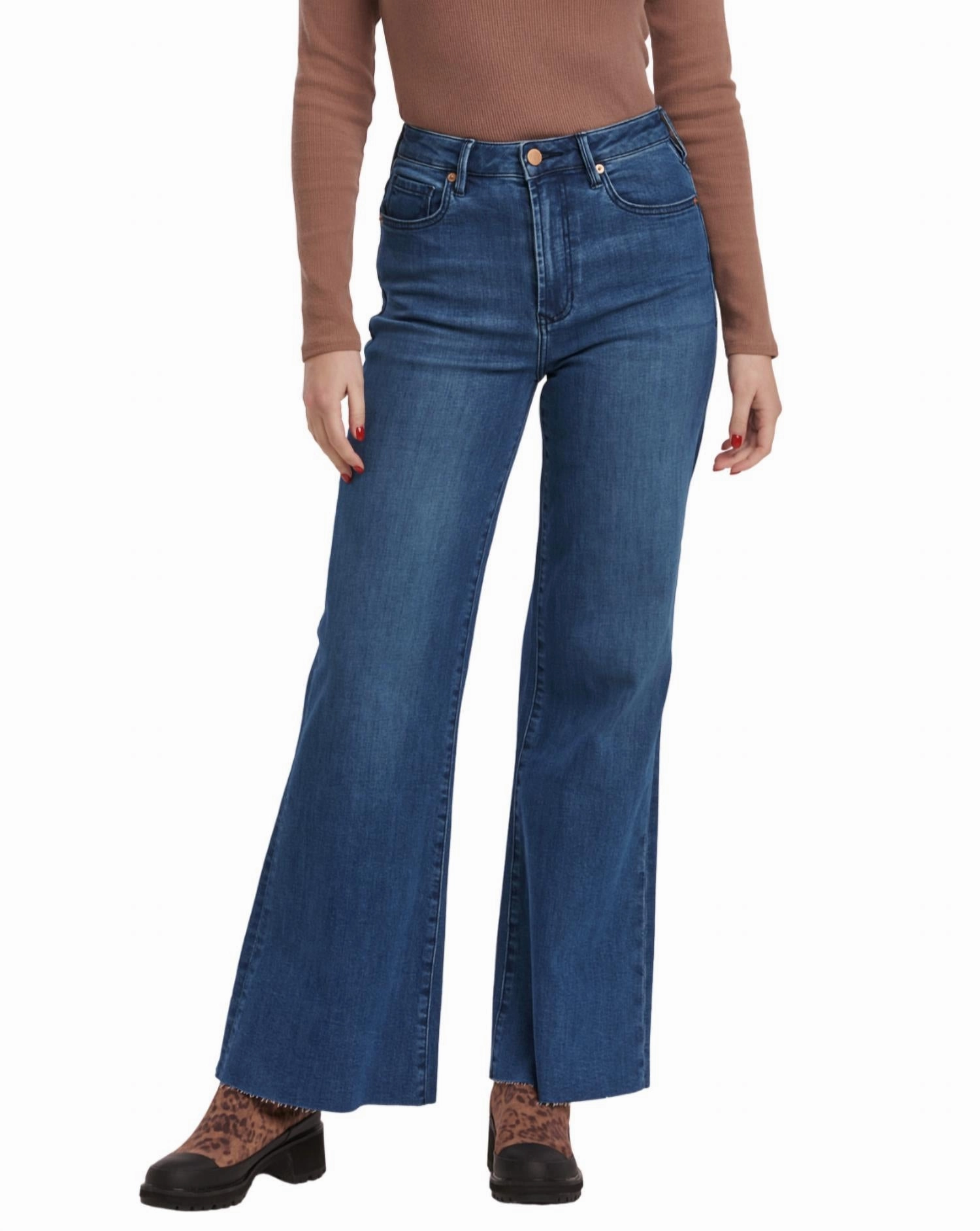 Fiona High Rise Wide Leg Jeans In Norway