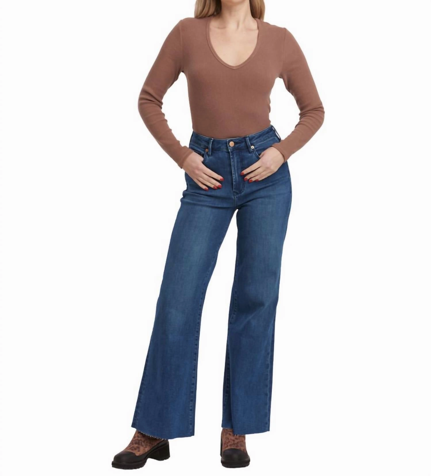 Fiona High Rise Wide Leg Jeans In Norway