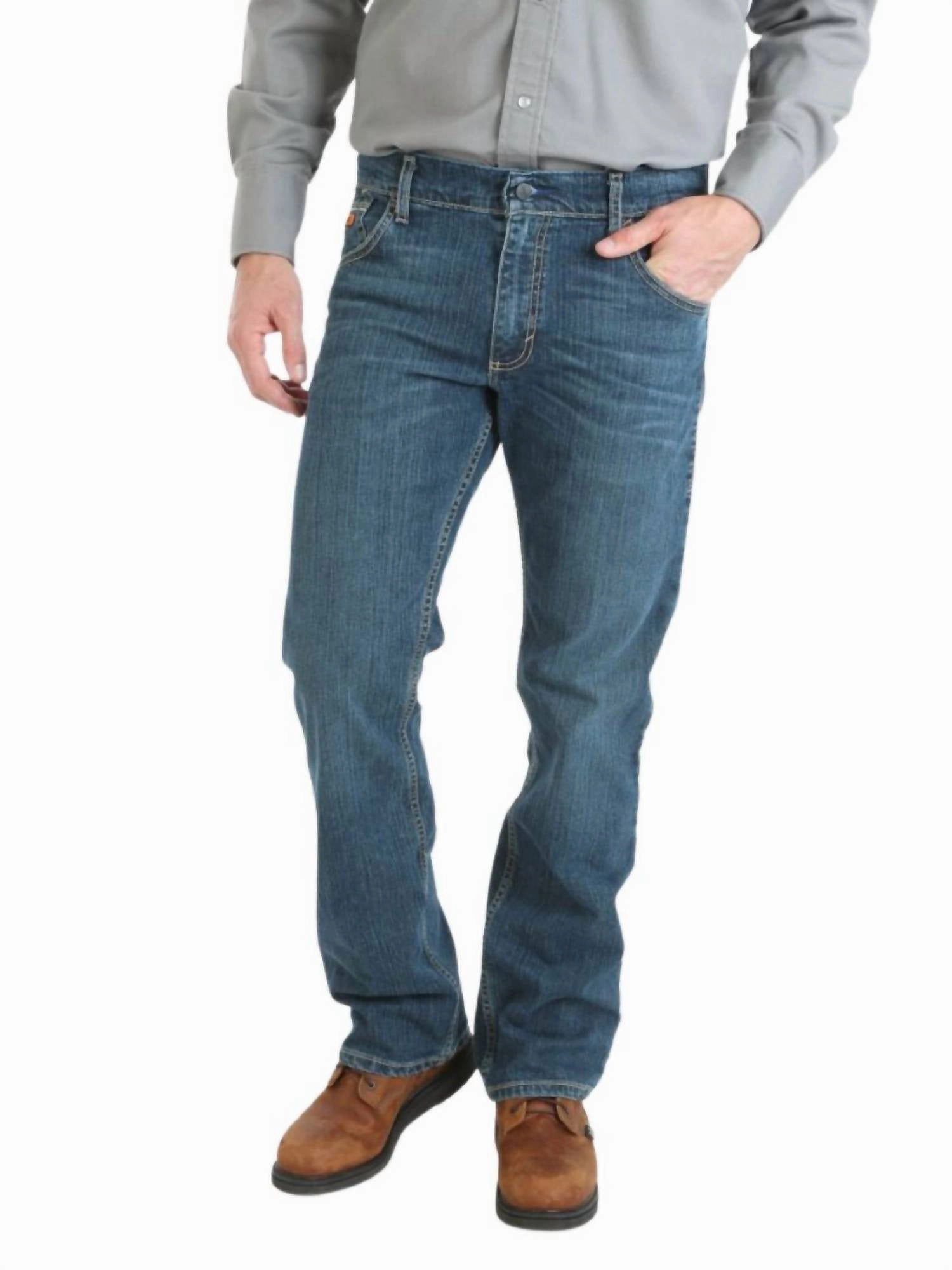 Fire Resistant Retro Slim Boot Stretch Jeans-Length 40" In Dark Wash