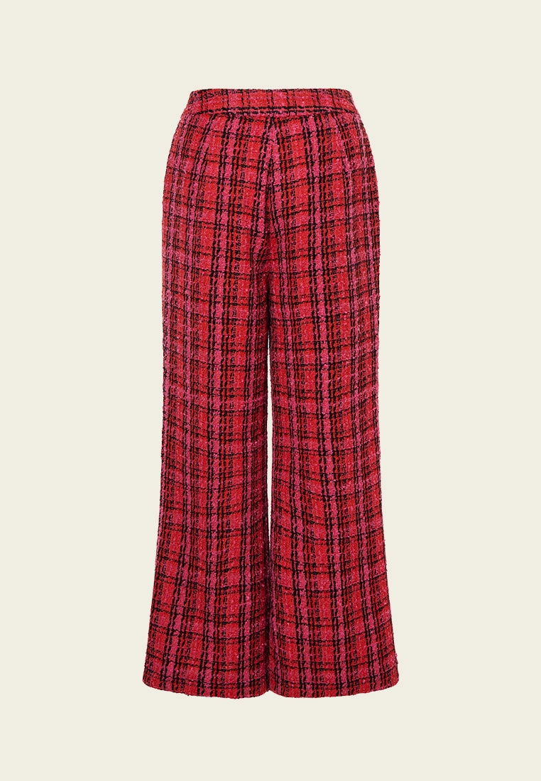 Flared Checker Tweed Trousers