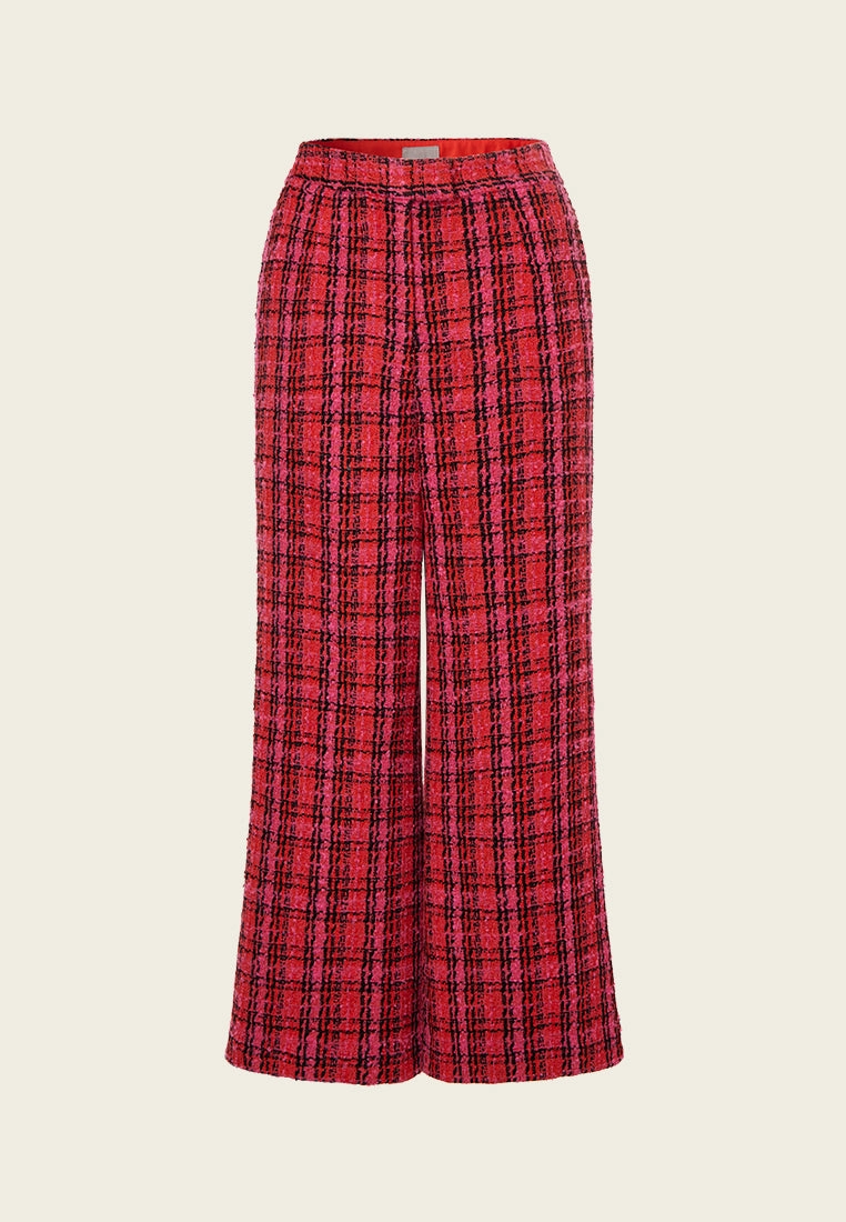 Flared Checker Tweed Trousers