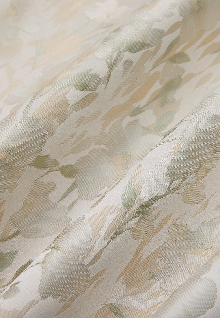 Floral Jacquard Maxi-length Slit-detail Skirt
