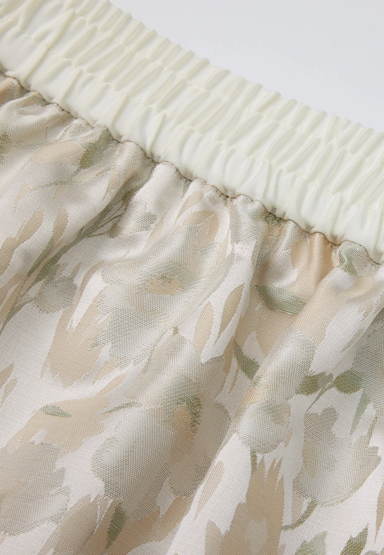 Floral Jacquard Maxi-length Slit-detail Skirt