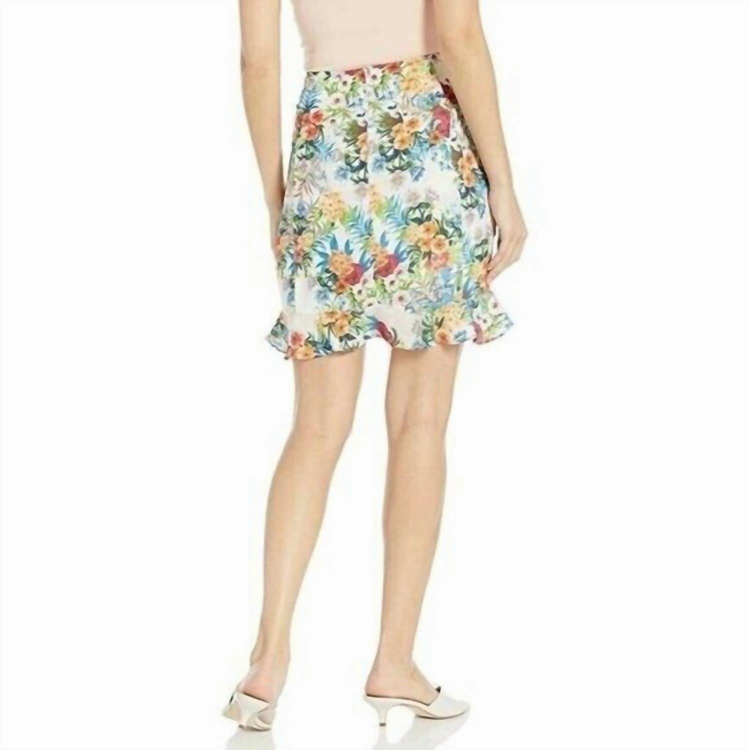 Floral Print Casual Ruffles Mini Skirt In Red