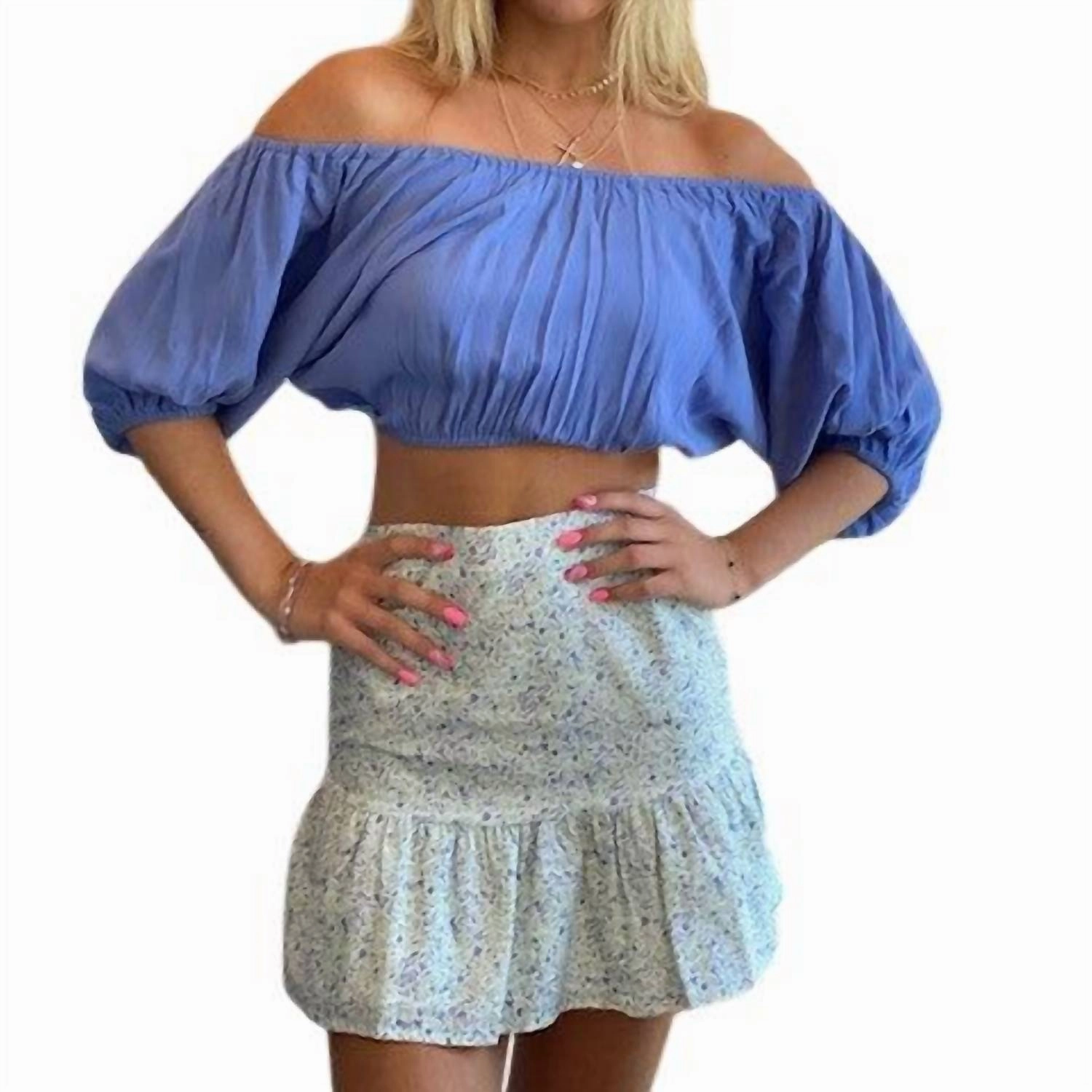 Floral Print Skirt In White