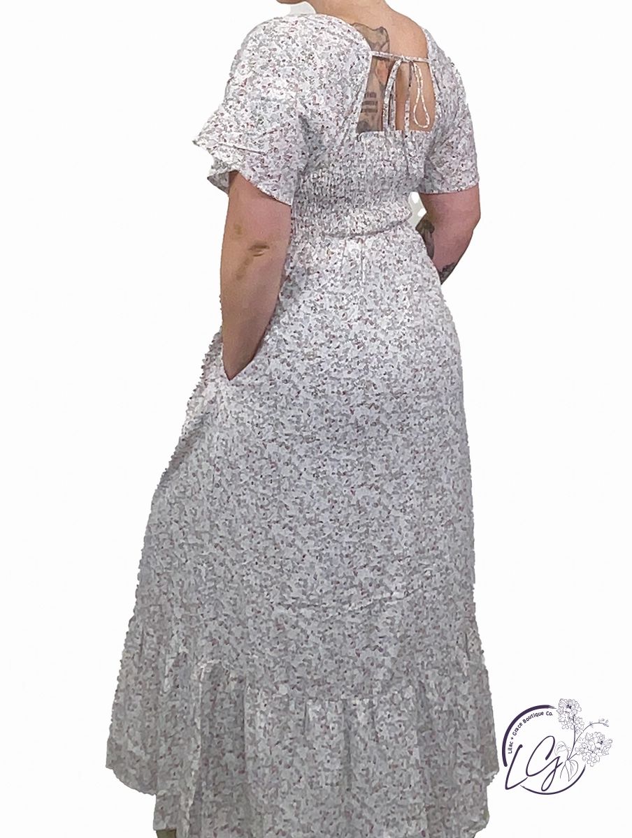 Flower Garden Square Neck Dress