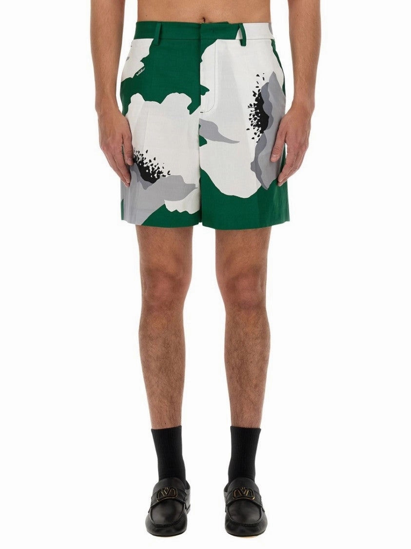 Flower Portrait Print Bermuda Shorts