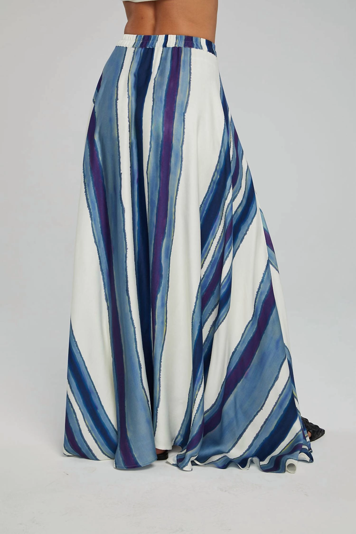 Flowy Maxi Skirt In Pacific Stripe