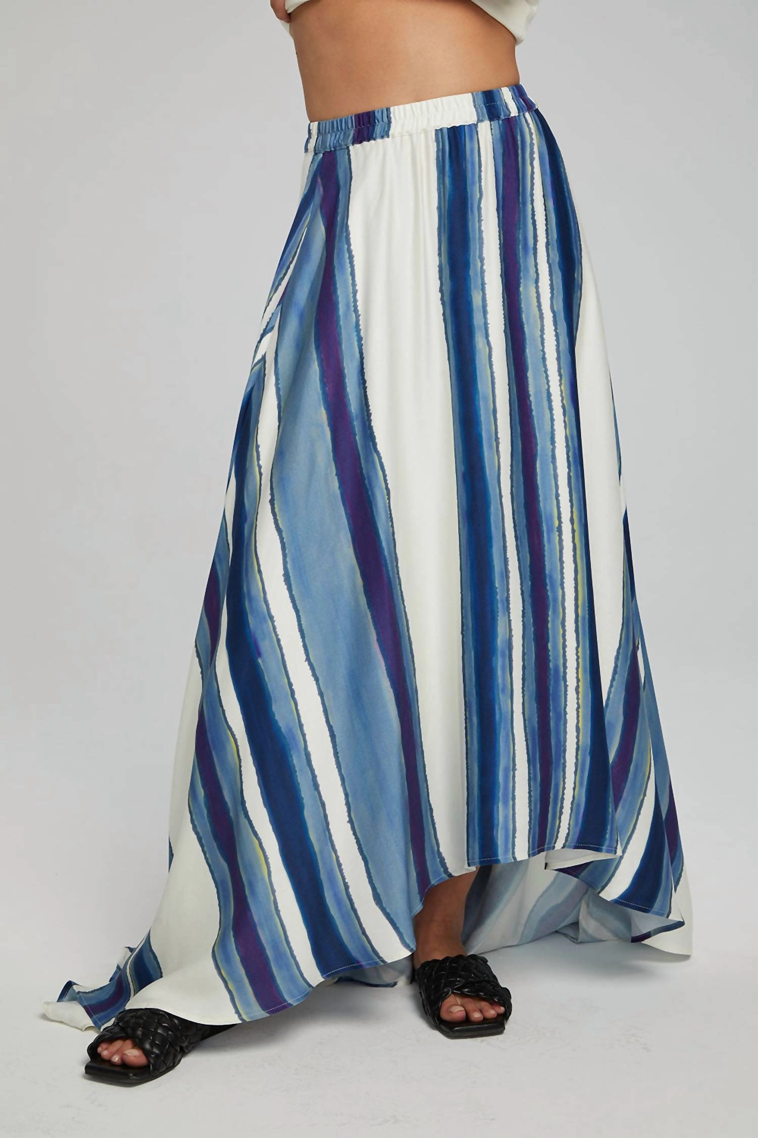 Flowy Maxi Skirt In Pacific Stripe