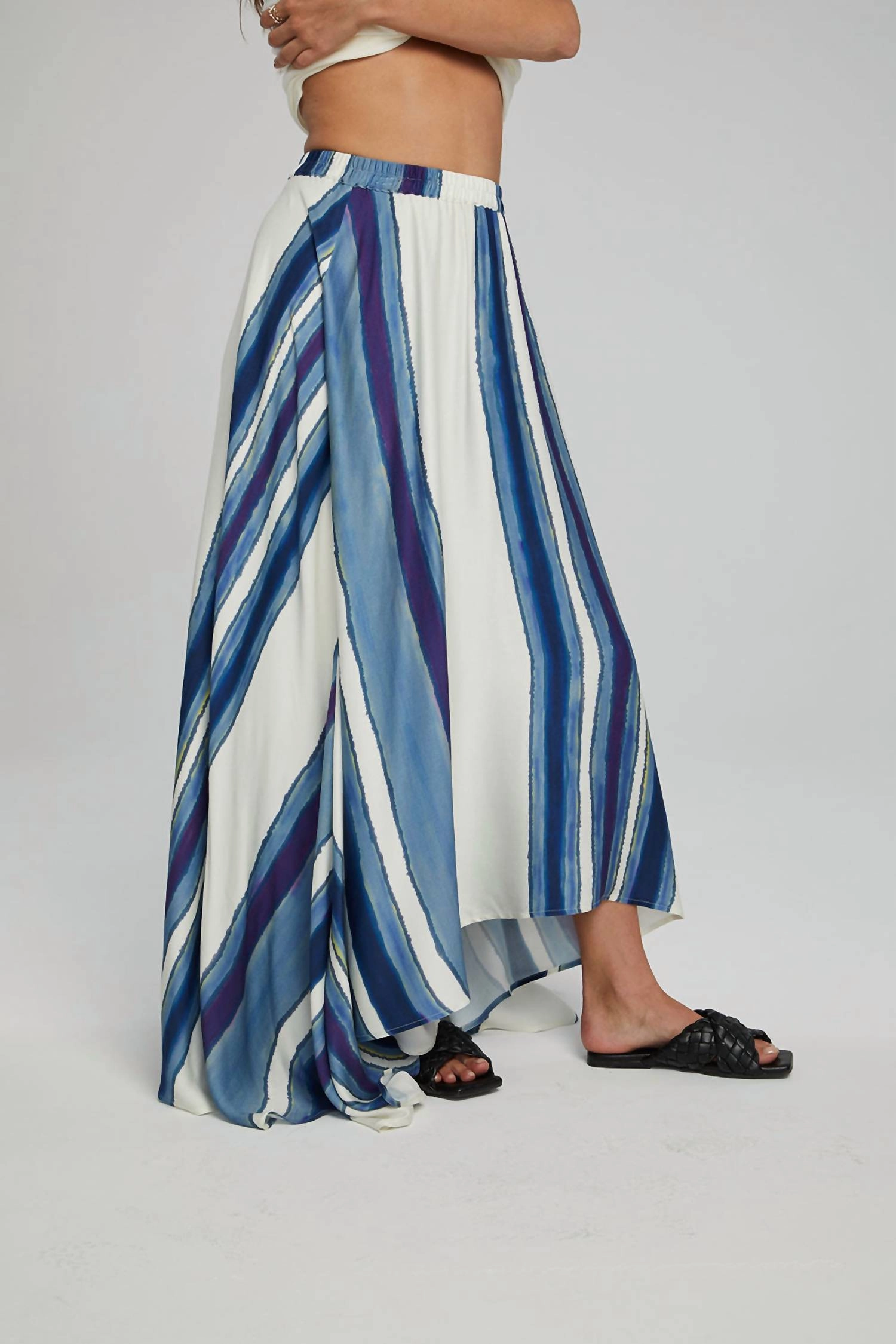 Flowy Maxi Skirt In Pacific Stripe