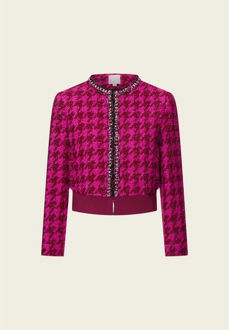 Fluorescent Pink Dark Red Monogram Tweed Jacket