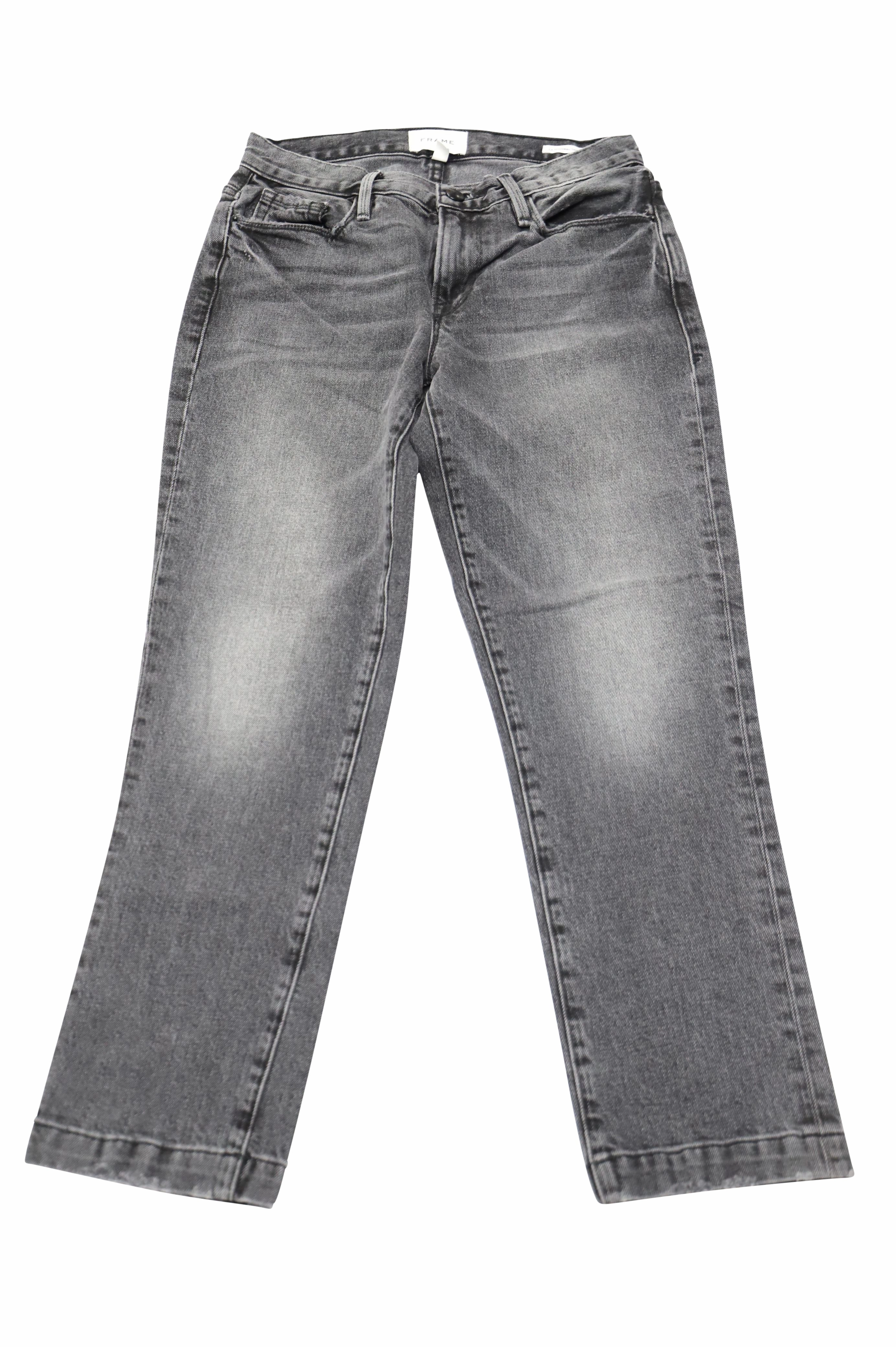 Frame Le Nouveau Straight Crop Jeans in Black Denim