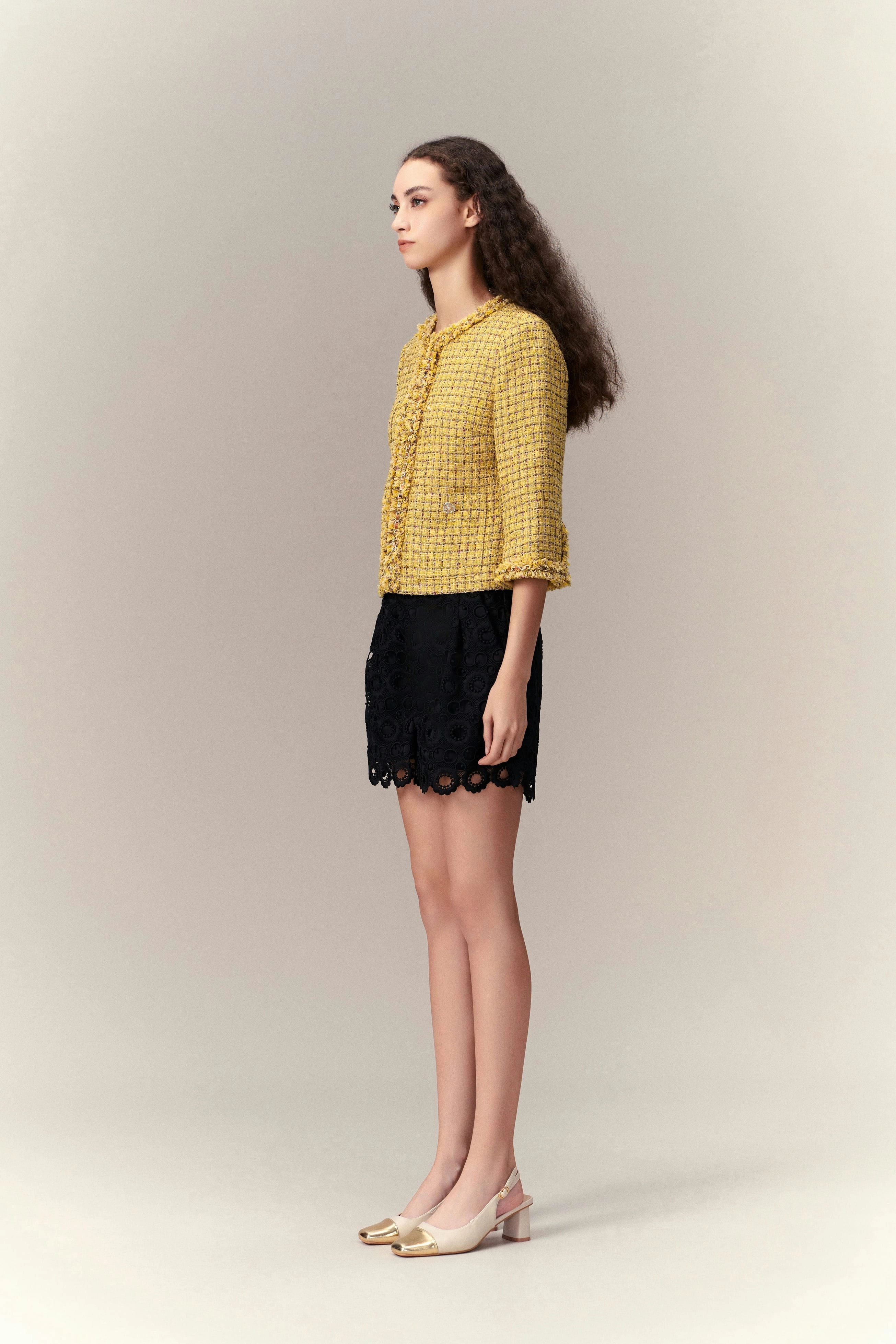 Fray Checked Tweed Jacket