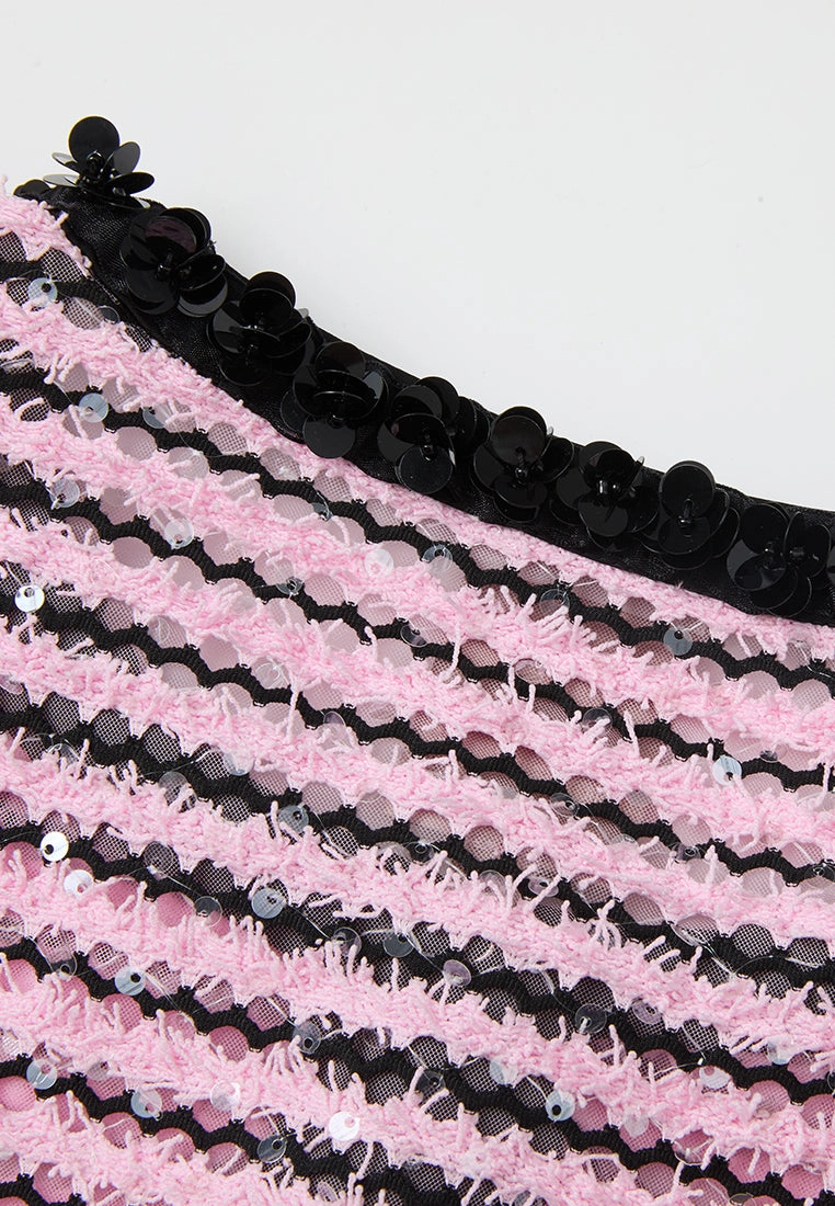Frayed-detail Sequin-detail Stripped Jacket