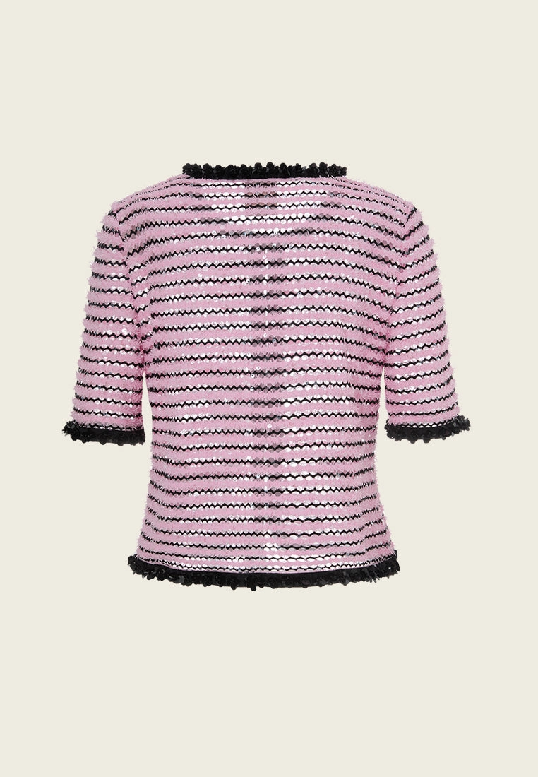 Frayed-detail Sequin-detail Stripped Jacket