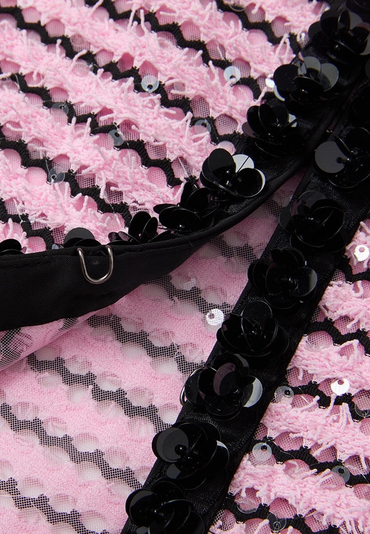 Frayed-detail Sequin-detail Stripped Jacket