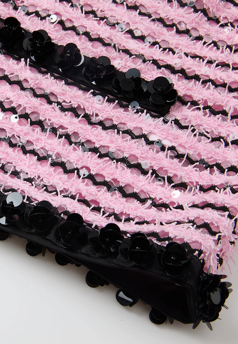 Frayed-detail Sequin-detail Stripped Jacket
