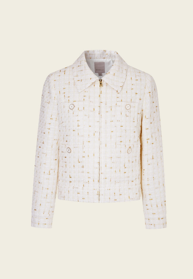 Frayed Slender Tweed Jacket