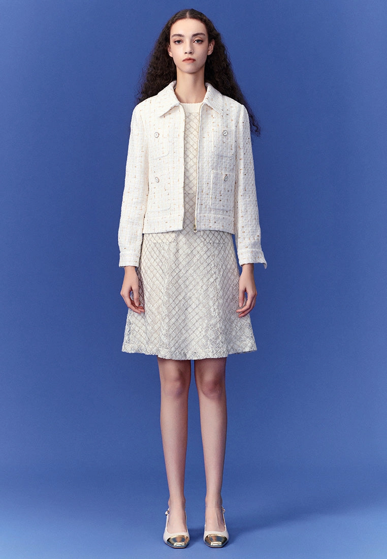 Frayed Slender Tweed Jacket