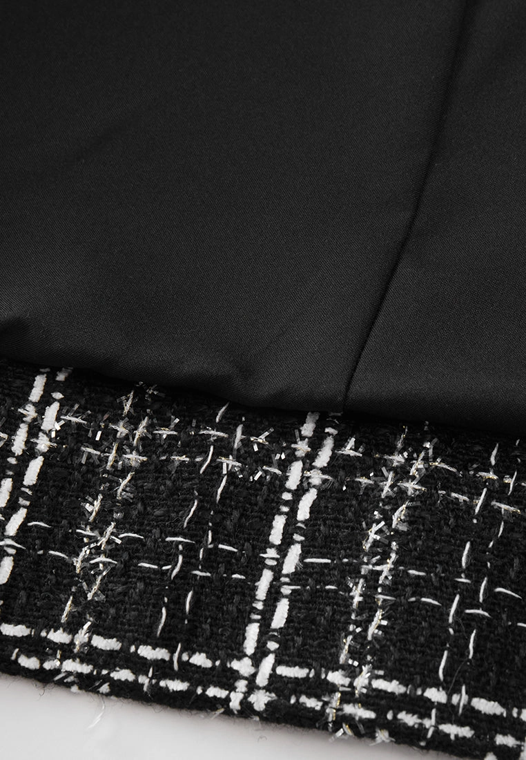 Frayed-trim Embellished-button Checked Top
