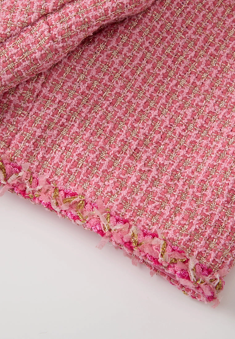Frayed-trim Lurex-detail Cropped Tweed Jacket