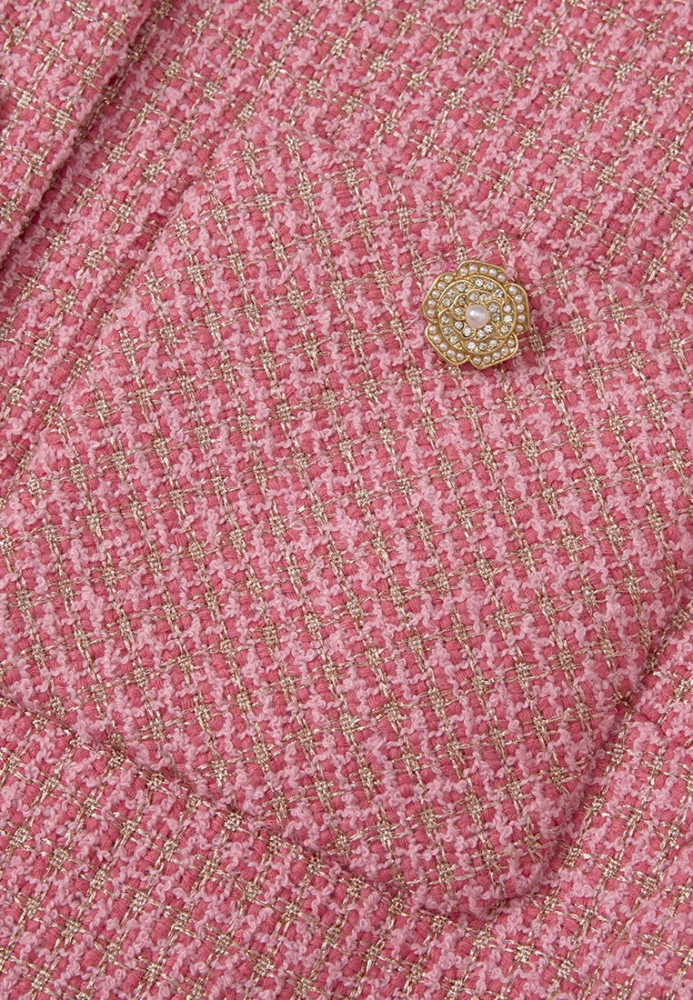 Frayed-trim Lurex-detail Cropped Tweed Jacket