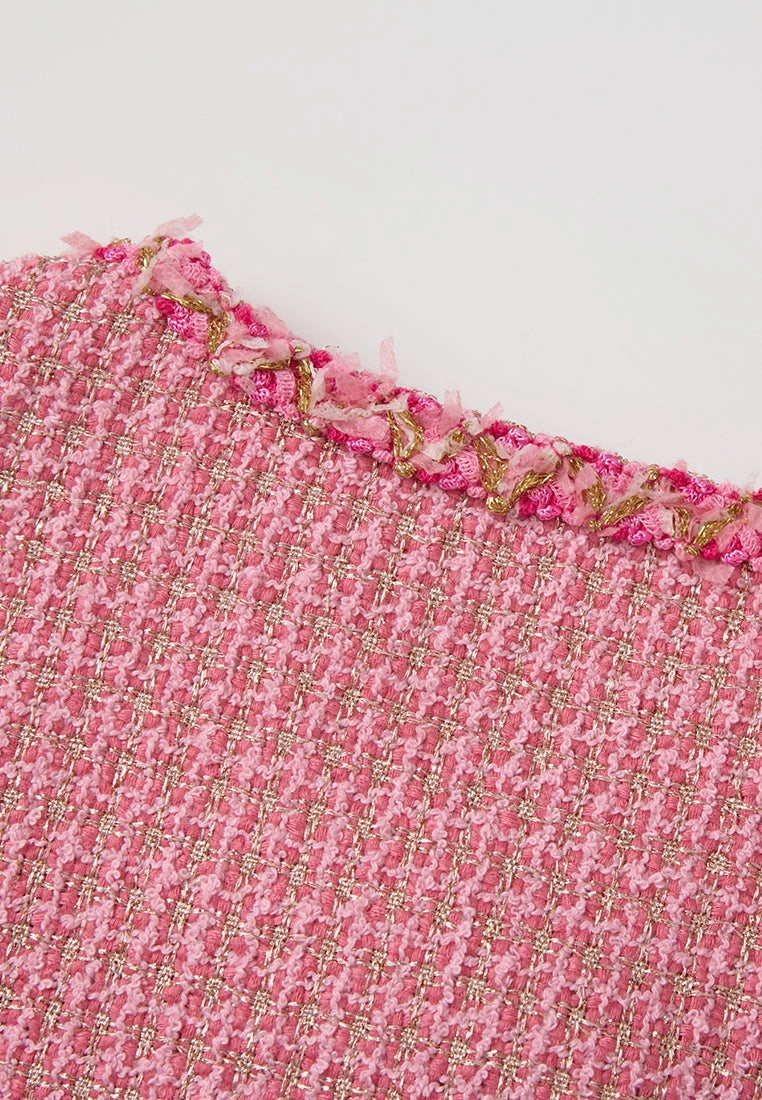 Frayed-trim Lurex-detail Cropped Tweed Jacket